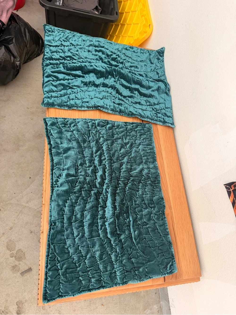 Teal Velvet Crinkle shams Set